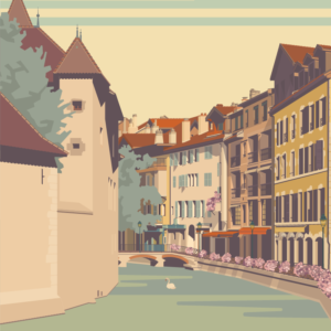 Gros plan de l'illustration Annecy Vieille Ville