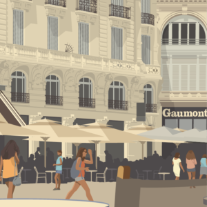 Gros plan de l'illustration Montpellier Comédie