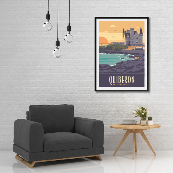 Décor avec l'affiche encadrée Quiberon le château