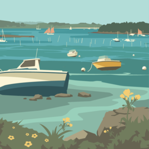 Gros plan de l'illustration Morbihan le golfe - Bateaux
