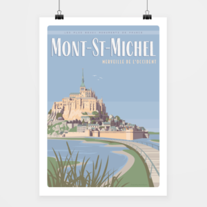Affiche touristique avec l'illustration Mont-St-Michel