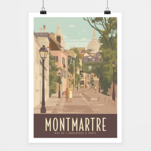 Affiche touristique avec l'illustration Paris Montmartre