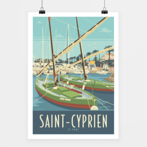 Affiche touristique avec l'illustration Saint-Cyprien Le Port