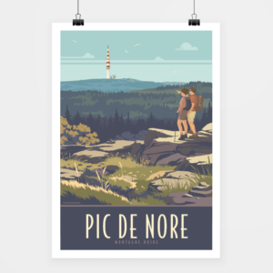 Affiche touristique avec l'illustration Pic de Nore