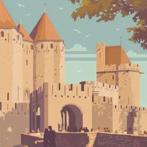 Gros plan de l'illustration Carcassonne Porte Narbonnaise