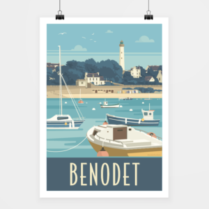 Affiche touristique avec l'illustration Bénodet rétro