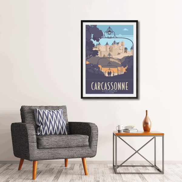 Décor avec l'affiche encadrée Carcassonne la cité
