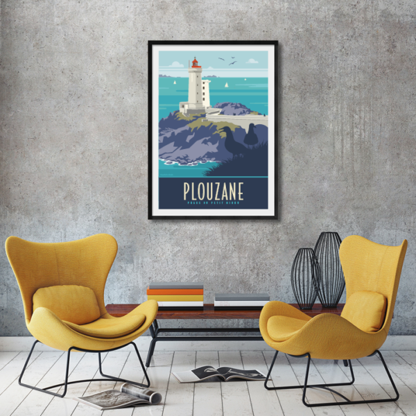 Décor avec l'affiche encadrée Plouzané le phare