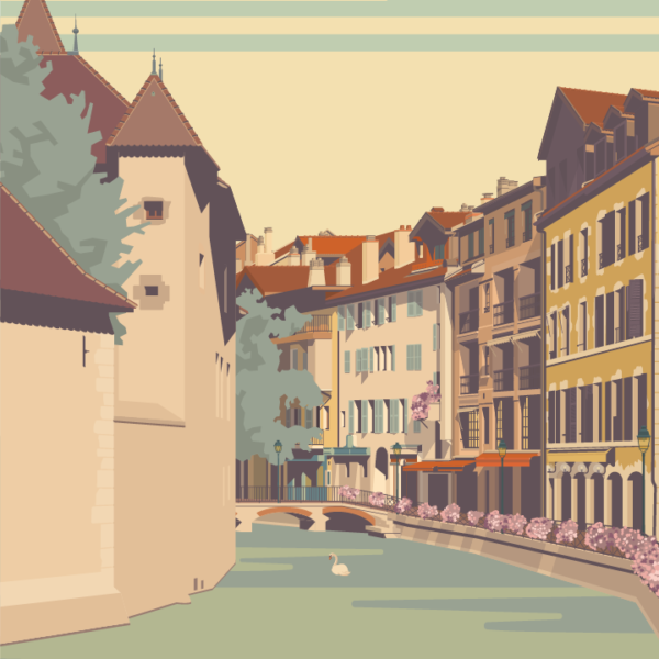 Gros plan de l'illustration Annecy Vieille Ville