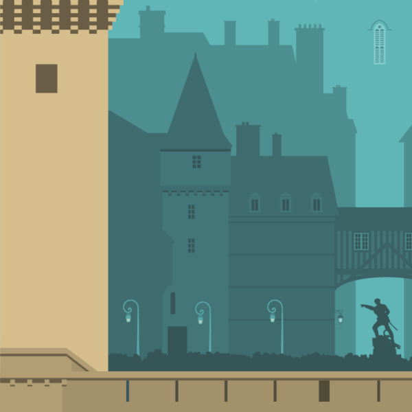 Gros plan de l’illustration Saint-Malo rétro