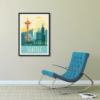 Décor avec l'affiche encadrée Seattle rétro