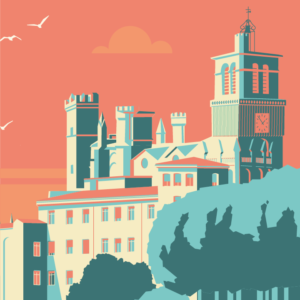 Gros plan de l'illustration Béziers Cathédrale