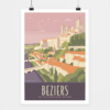 Affiche touristique avec l'illustration Béziers Cathédrale 02