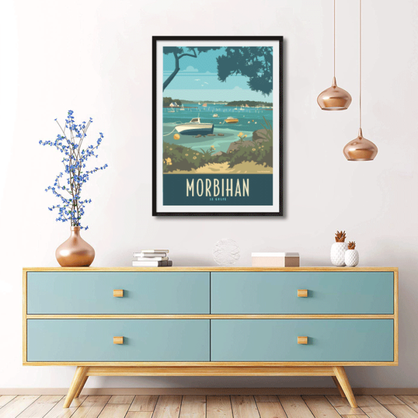 Décor avec l'affiche encadrée Morbihan le golfe - Bateaux