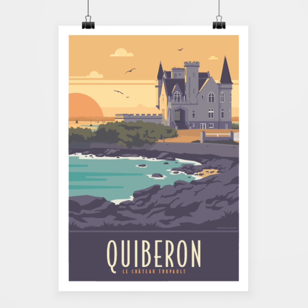 Affiche touristique avec l'illustration Quiberon le château