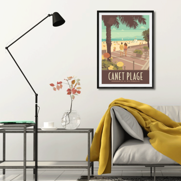 Décor avec l'affiche encadrée Canet plage