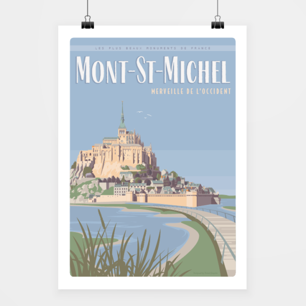 Affiche touristique avec l'illustration Mont-St-Michel