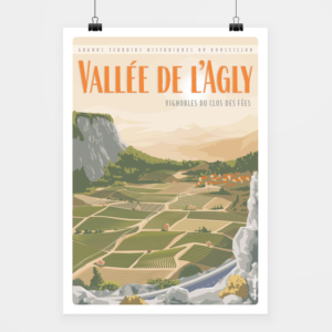 Affiche touristique avec l'illustration Vallée de l'Agly