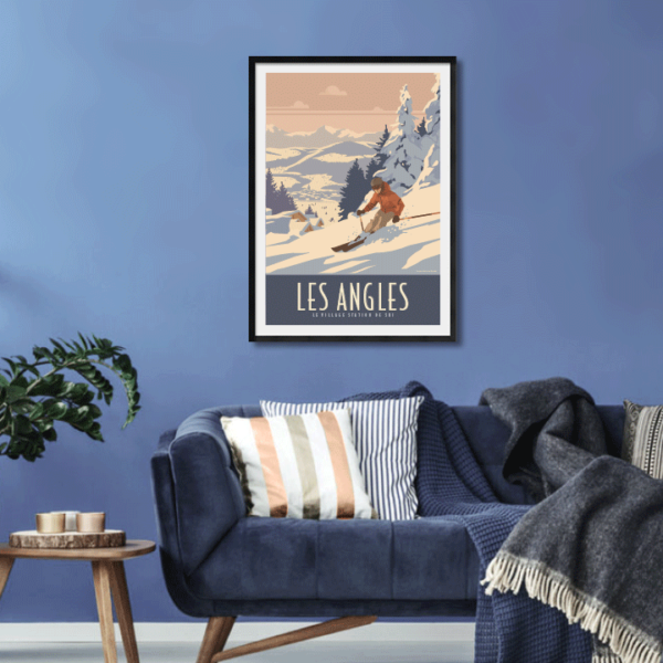 Décor avec l'affiche encadrée Les Angles Station de ski