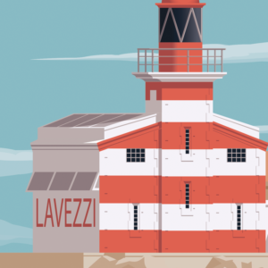 Gros plan de l'illustration Corse Phare Lavezzi