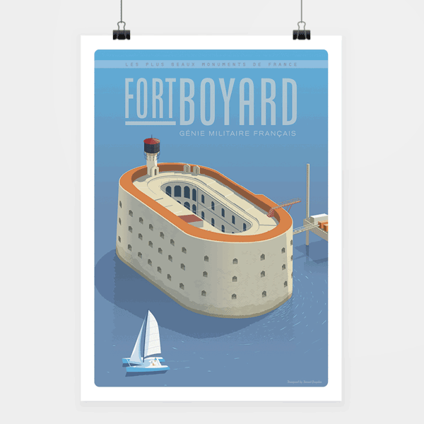 Affiche touristique avec l'illustration Fort Boyard