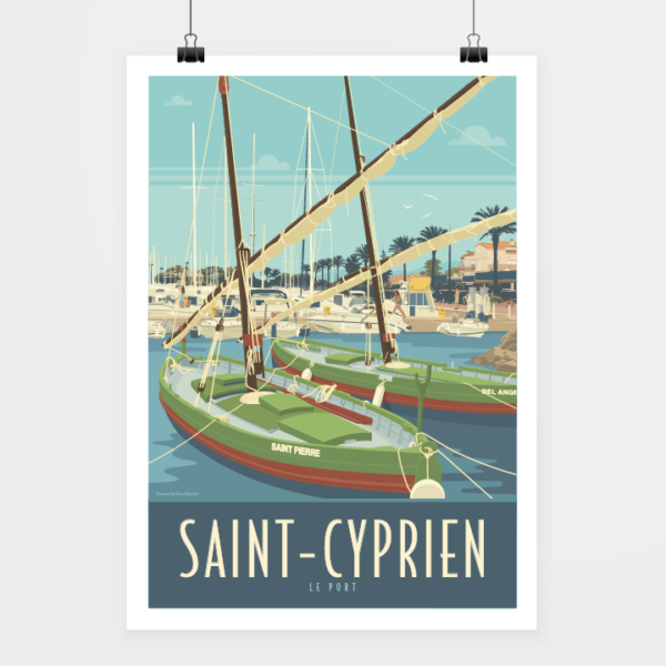 Affiche touristique avec l'illustration Saint-Cyprien Le Port