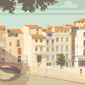 Gros plan de l'illustration Narbonne le canal