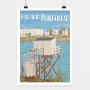 Affiche touristique avec l'illustration Conche de Pontaillac