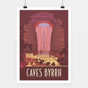 Affiche touristique avec l'illustration Caves Byrrh