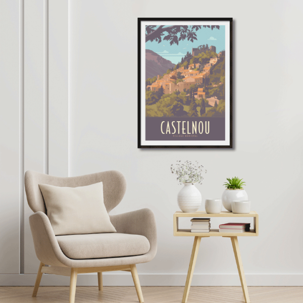 Décor avec l'affiche encadrée Castelnou