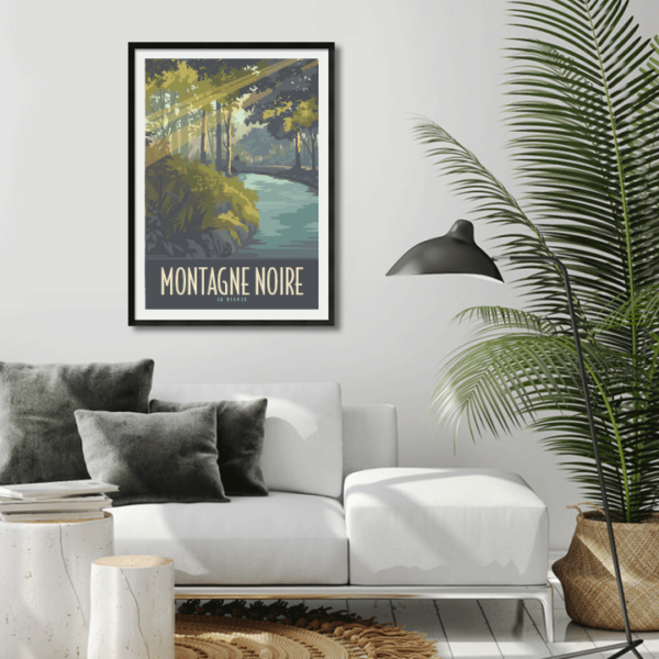 Décor avec l'affiche encadrée Montagne Noire La Rigole