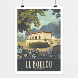 Affiche touristique avec l'illustration Le Boulou Thermes