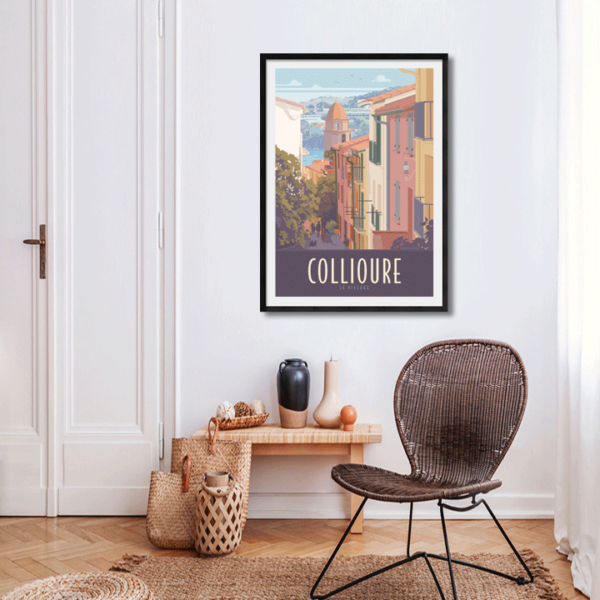 Décor avec l'affiche encadrée Collioure Le village