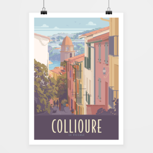 Affiche touristique avec l'illustration Collioure Le Village