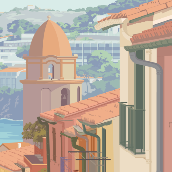 Gros plan de l'illustration Collioure le village