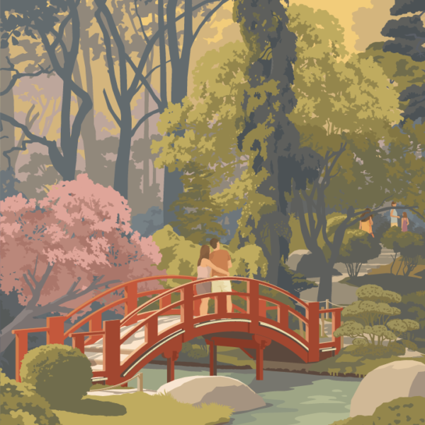 Gros plan de l'illustration Toulouse Le jardin Japonais