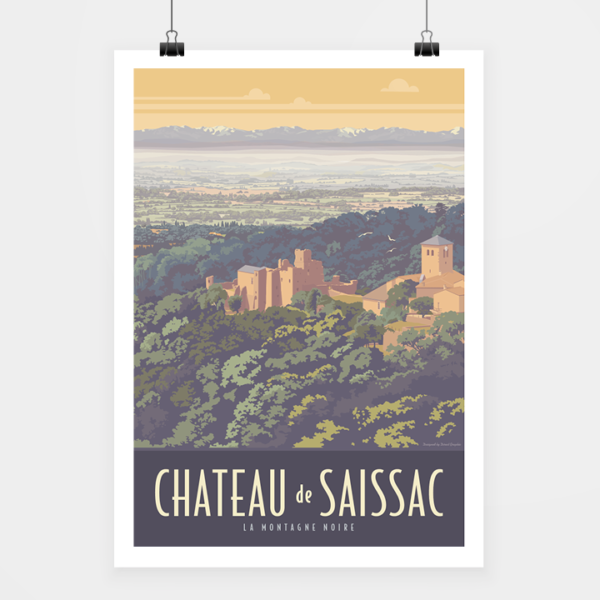 Affiche touristique avec l'illustration Saissac le Château