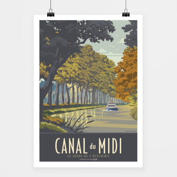 Affiche touristique avec l'illustration Canal du Midi