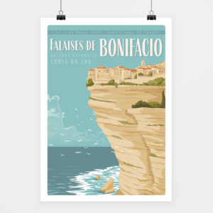 Affiche touristique avec l'illustration Bonifacio