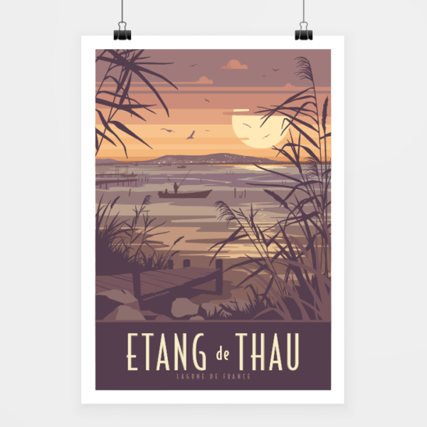 Affiche touristique avec l'illustration Etang de Thau