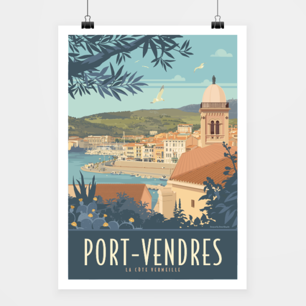 Affiche touristique avec l'illustration Port-Vendres