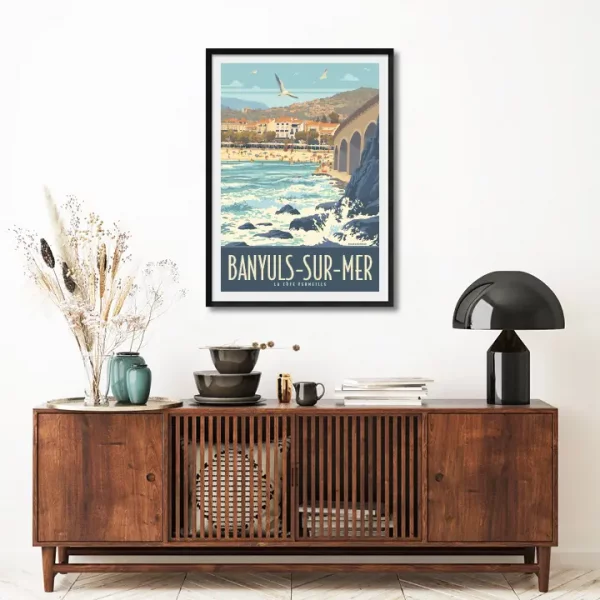 Décor avec l'affiche encadrée Banyuls-sur-mer