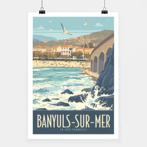 Affiche touristique avec l'illustration Banyuls-sur-mer