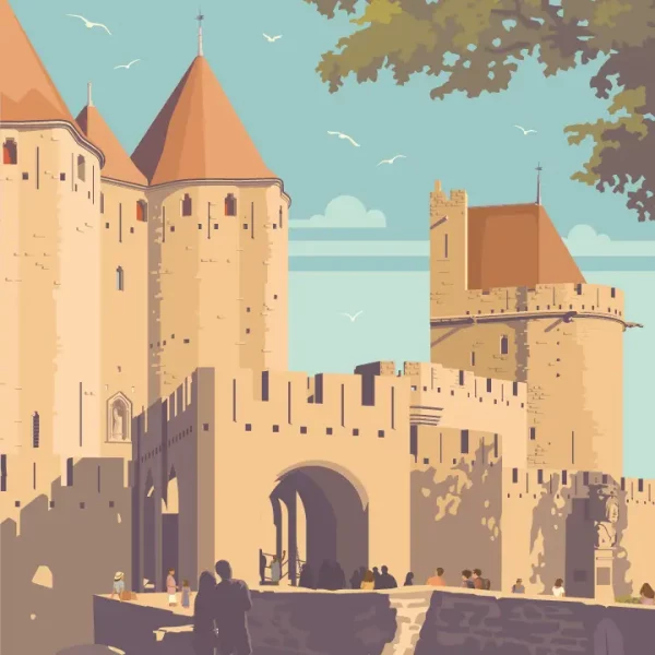 Gros plan de l'illustration Carcassonne Porte Narbonnaise