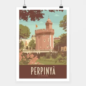 Affiche touristique avec l'illustration Perpinyà La Catalana
