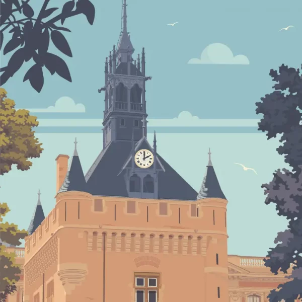 Gros plan de l'illustration Toulouse Le Donjon du Capitole
