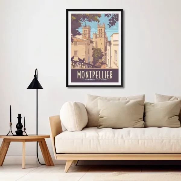 Décor avec l'affiche encadrée Montpellier Cathédrale