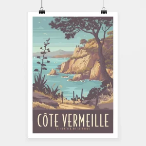 Travel poster vintage, affiche régioanle rétro encadrée Grenoble