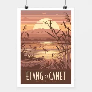 Affiche touristique avec l'illustration Canet l'étang