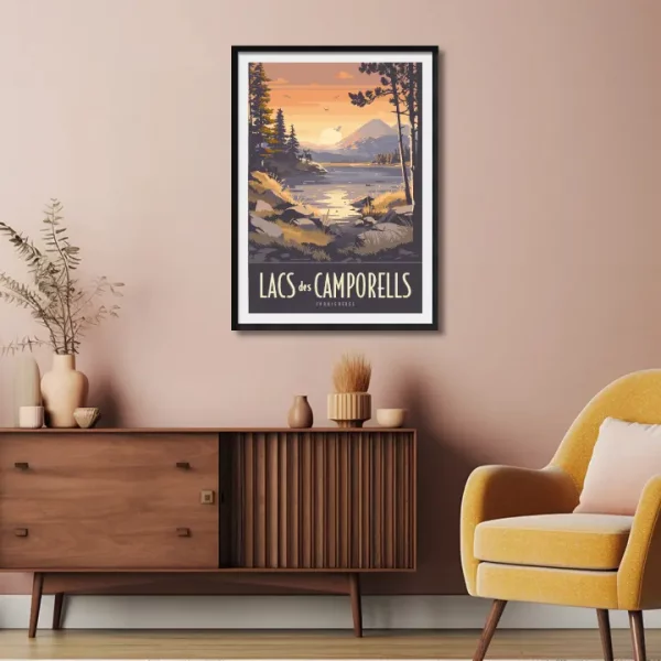Décor avec l'affiche encadrée Camporells Les lacs